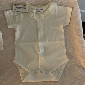Tartine et chocolat white onesie with lace collar NWT 3 m